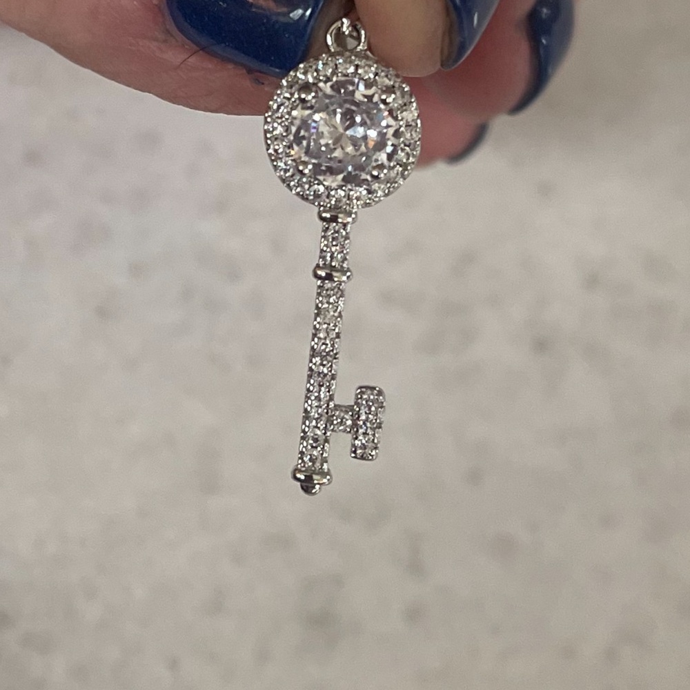 Sparkling Silver Key Pendant